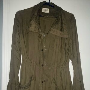 Ashley Outerwear by 26 International Dark green jacket with zip and button close